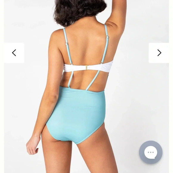 LUMI SWIM The Color Block Three Stripe One Piece Suit  modest vacation summer - Picture 2 of 6